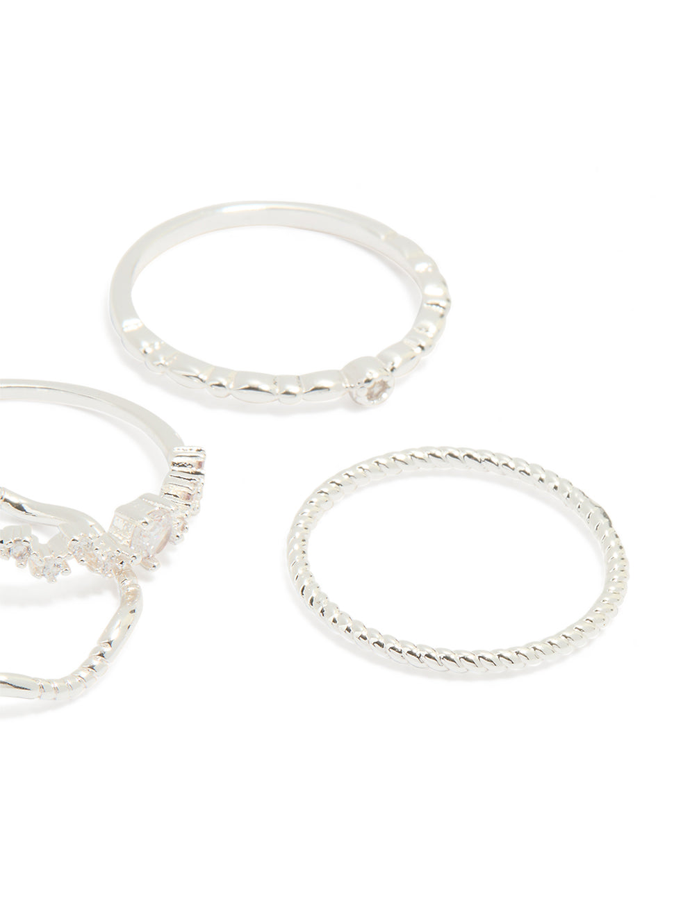 Silver Plated Squiggle Rings 5-Pack