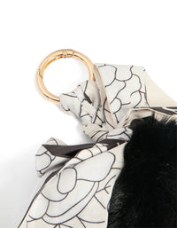 Black Fluffy & Fabric Bow Scarf Key Chain - link has visual effect only