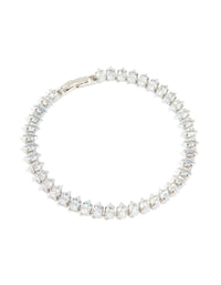 Silver Cubic Zirconia Clasp Tennis Bracelet - link has visual effect only