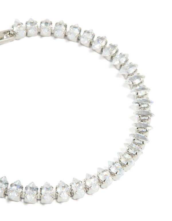 Silver Cubic Zirconia Clasp Tennis Bracelet