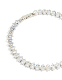 Silver Cubic Zirconia Clasp Tennis Bracelet - link has visual effect only