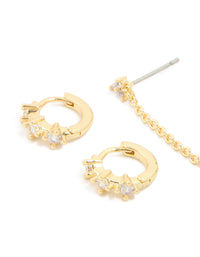 Gold Plated Round Cubic Zirconia Mixed Earrings 4-Pack - link has visual effect only