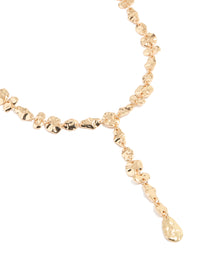 Gold Flat Organic Shape Lariat Necklace - link has visual effect only
