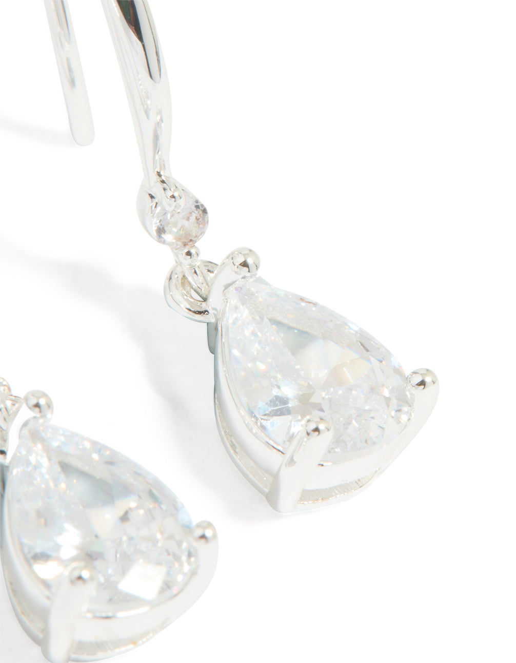 Silver Plated Cubic Zirconia Teardrop Earrings