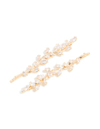 Gold Plated Cubic Zirconia Vine & Leaf Hair Clips 2-Pack - link has visual effect only