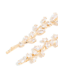 Gold Plated Cubic Zirconia Vine & Leaf Hair Clips 2-Pack - link has visual effect only