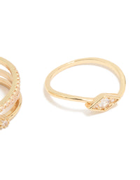 Gold Plated Cubic Zirconia Plain & Evil Eye Rings 4-Pack - link has visual effect only