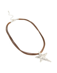 Silver Cord Abstract Star Necklace - link has visual effect only