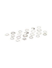 Antique Silver Textured Stacking Rings 22-Pack - link has visual effect only