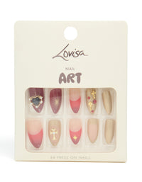Red Mix Gold Cross  Press On Nail Set - link has visual effect only
