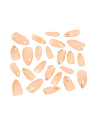 Gold Pearl Tip Press On Nails Set - link has visual effect only