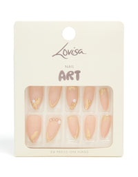 Gold Pearl Tip Press On Nails Set - link has visual effect only