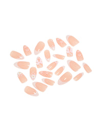 White Floral Mix  Press On Nail Set - link has visual effect only