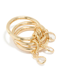 Gold Plated Cubic Zirconia Charm Interlocked Layered Ring - link has visual effect only