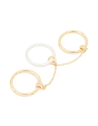 Mixed Metal Cubic Zirconia Multi-Chain Connected Ring - link has visual effect only