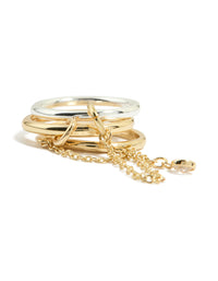 Mixed Metal Cubic Zirconia Chain Ring - link has visual effect only