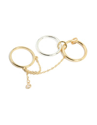 Mixed Metal Cubic Zirconia Chain Ring - link has visual effect only