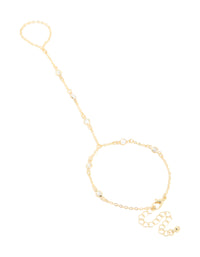 Gold Plated Diamante Hand Chain - link has visual effect only