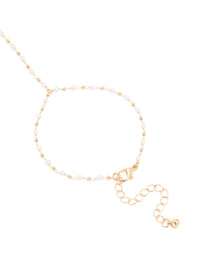 Gold Pearl Dainty Hand Chain - link has visual effect only