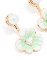 Gold Pearl & Flower Drop Earrings - link has visual effect only
