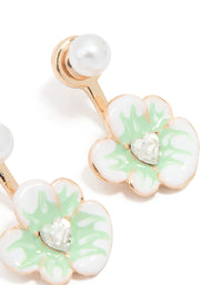 Gold Pearl & Flower Drop Earrings - link has visual effect only