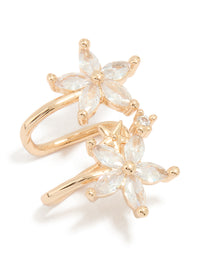 Gold Diamante Flower Structured Ear Cuff - link has visual effect only