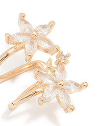 Gold Diamante Flower Structured Ear Cuff - link has visual effect only
