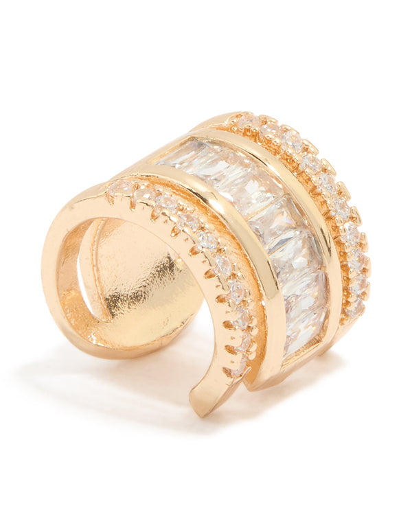 Gold Diamante Long Ear Cuff