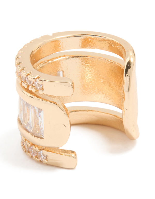 Gold Diamante Long Ear Cuff