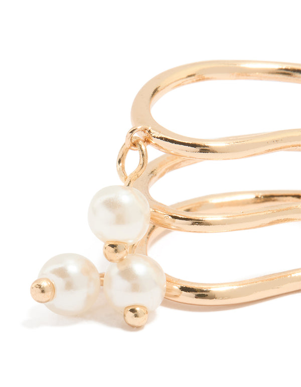 Gold Pearl Layered Ear Cuff