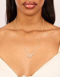 Gold Plated Brass Cubic Zirconia Dainty Link Pendant Necklace - link has visual effect only