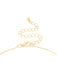 Gold Plated Brass Cubic Zirconia Dainty Link Pendant Necklace - link has visual effect only