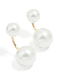 Gold Pearl Ear Jacket Earrings - link has visual effect only