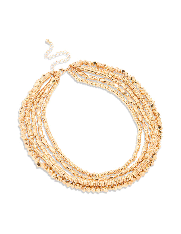 Gold Beaded Layered Necklace