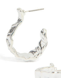 Silver Thick Molten Hoop Earrings - link has visual effect only