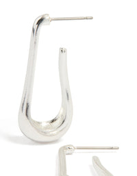 Silver Skinny Wavy Hoop Earrings - link has visual effect only