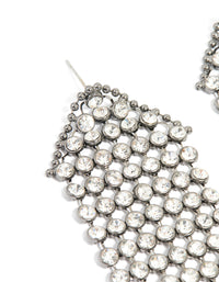 Gunmetal Diamante Mesh Drop Earrings - link has visual effect only