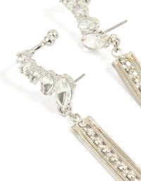Silver Diamante Stud & Cuff Drop Earrings - link has visual effect only