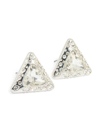 Silver Diamante Triangle Stud Earrings - link has visual effect only