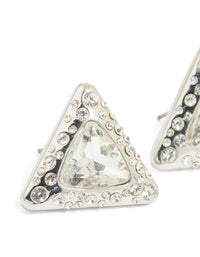 Silver Diamante Triangle Stud Earrings - link has visual effect only