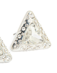 Silver Diamante Triangle Stud Earrings - link has visual effect only