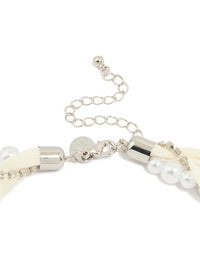 Silver Fabric Pearl Heart Pendant Necklace - link has visual effect only
