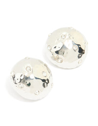 Silver Diamante Organic Circle Stud Earrings - link has visual effect only