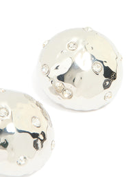 Silver Diamante Organic Circle Stud Earrings - link has visual effect only