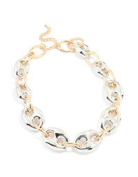 Mixed Metal Thick Anchor Chain Necklace - link has visual effect only