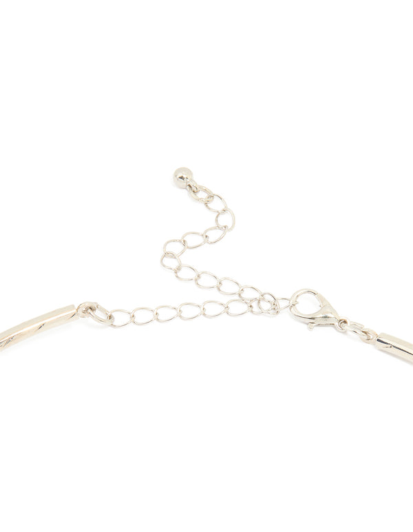 Silver Organic Circle Pendant Torque Necklace