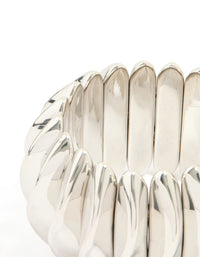 Silver Thick Organic Oval Stretch Bracelet - link has visual effect only