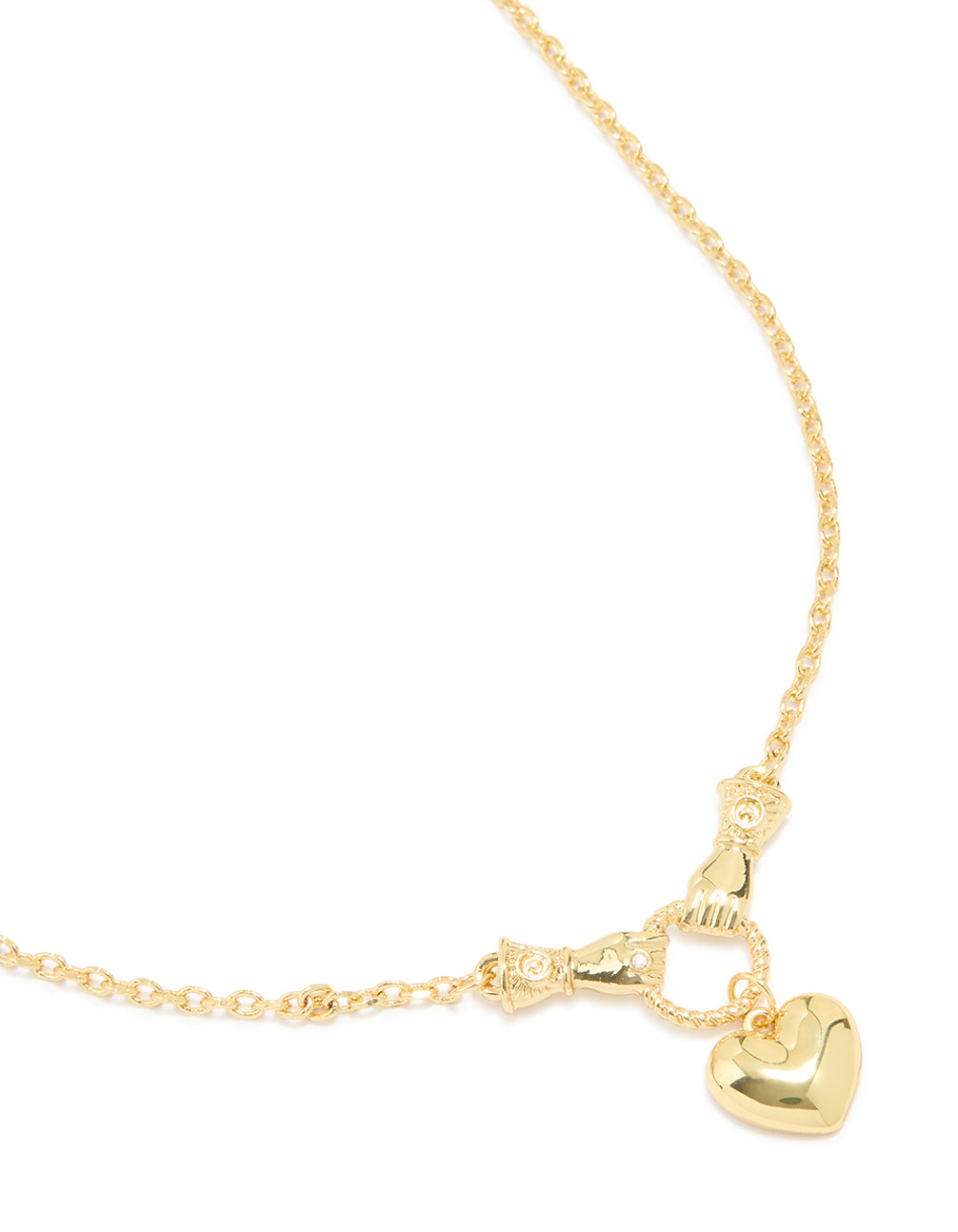 Gold Plated Hands & Heart Necklace