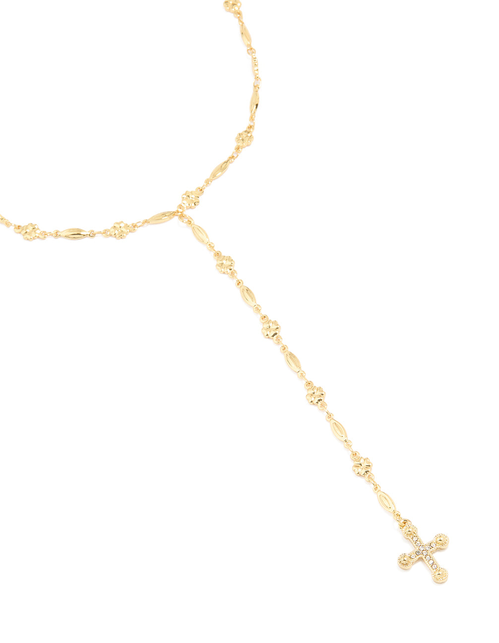 Gold Textured Cross Necklace