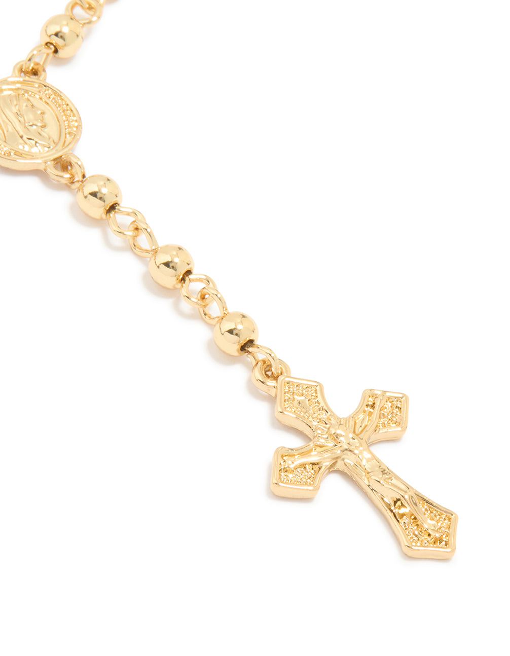 Gold Plated Beaded Cross Lariat Bracelet